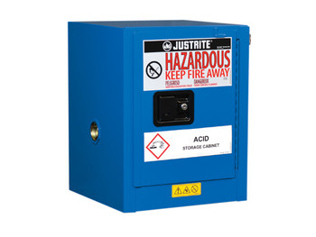 Sure-Grip EX Countertop Hazardous Material Safety Cabinet, 4 Gal, 1 Self-Close Door, Royal Blue