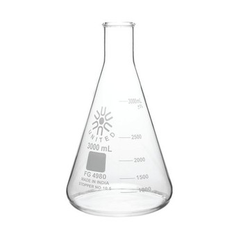 ERLENMEYER FLASK, NARROW MOUTH, BOROSILICATE GLASS, 3000 mL Pack of 1