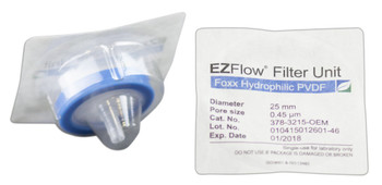 EZFlow  Syringe Filter, 0.45um Hydrophilic PVDF, 25mm, Sterile