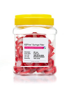 EZFlow  Syringe Filter-Sample Prep, 0.45um Hydrophilic PTFE, 25mm