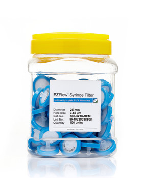 EZFlow  Syringe Filter-Sample Prep, 0.45um Hydrophilic PVDF, 25mm