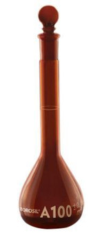 Amber Volumetric Flask, Wide Neck, With Glass I/C Stopper, Class A, Ind Cert 500ml