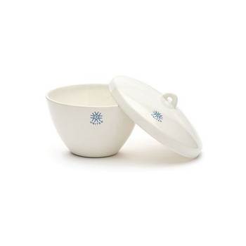 Crucibles, Wide Form with Cover, Porcelain, 150 mL