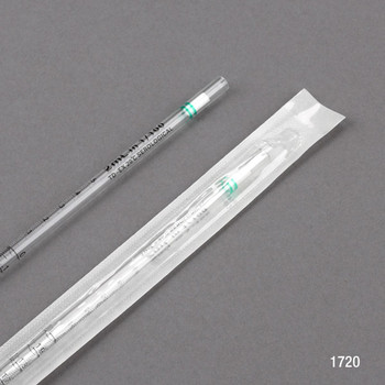 2mL, Serological Pipette, PS, Standard Tip, 275mm, STERILE, Green Striped, 25/Pack, 40 Packs/Box, Box of 1000