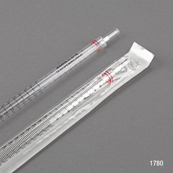 25mL, Serological Pipette, PS, Standard Tip, 345mm, STERILE, Red Striped, 25/Pack, 4 Packs/Box, Box of 100
