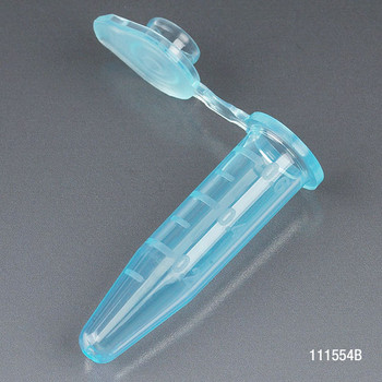 Certified Microcentrifuge Tubes, 0.5mL, PP, Attached Snap Cap, Graduated (Bag of 500), Blue