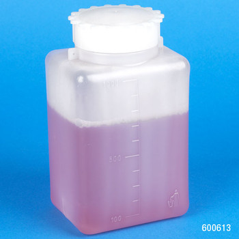 Square Bottles, Wide Mouth, PE, 1000mL, Case of 80