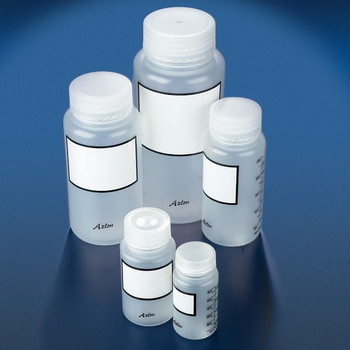 Wide Mouth Bottles, Round, Graduated, Write-on-Panel, PP, 500mL - Box of 10