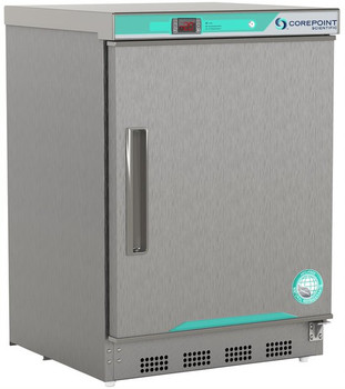 Corepoint Scientific White Diamond Series Undercounter Freezer, Built-In, 4.2 Cu. Ft., Solid Stainless Steel Door