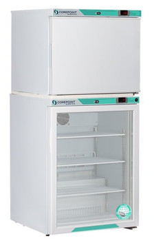 Refrigerator and Auto Defrost Freezer Combination, 7 Cu. Ft. (5.2 Ref./1.7 Freezer), Glass Door Ref., Solid Door Freezer