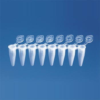 PCR Strip Tubes 0.15 mL with individual attached flat cap white