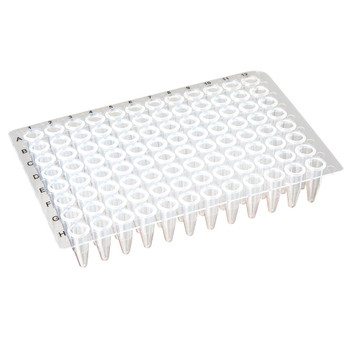 0.2mL 96-Well PCR Plate, No Skirt, Flat Top, Clear, Case of 100