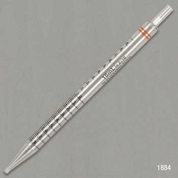 10mL, Serological Pipette, PS, Short, 230mm, STERILE, Orange Striped, Individually Wrapped, Box of 200