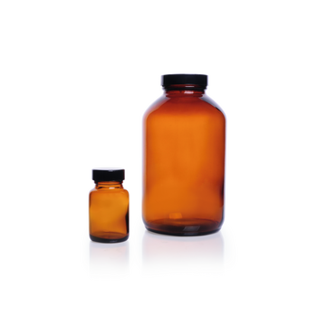 KIMBLE Amber Glass Wide-Mouth Packer Bottles, Convenience Packs (Caps Attached), CS 36, 5223253C-23