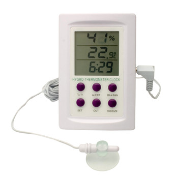 H-B DURAC DUAL ZONE ELECTRONIC THERMOMETER-HYGROMETER WITH ALARM; 0/50C (32/122F) AND -50/70C (-58/158F) RANGES