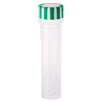 1.5mL Screw Top Micro Tube and Cap Assembly, Green Grip Cap With Integrated O-Ring, Self-Standing, Grip Band, Sterile