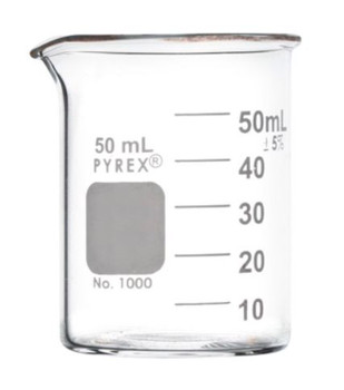 PYREX Griffin Beakers, low form, capacity 50 mL, 12/pk