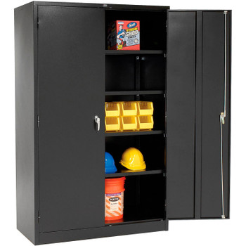 Global Industrial Storage Cabinet, Turn Handle, 48"Wx24"Dx78"H, Black, Unassembled