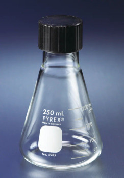 Pyrex narrow-mouth Erlenmeyer flask with screw-cap, 24/EA, capacity 125 mL