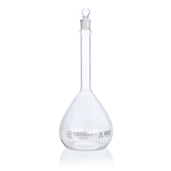 1000mL Volumetric Flask, Globe Glass, Class A, Each, 6/Case