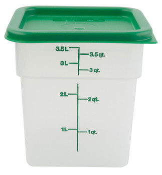 Translucent PP Square Containers with HDPE Lids, 4Qt CS/6