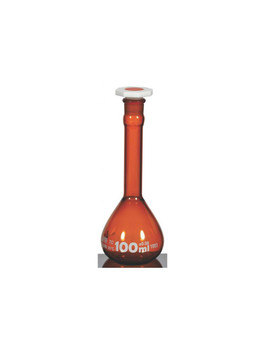 VOLUMETRIC FLASKS, CLASS A, INDIVIDUALLY CERTIFIED, WIDE MOUTH, AMBER GLASS, QR, 50 mL