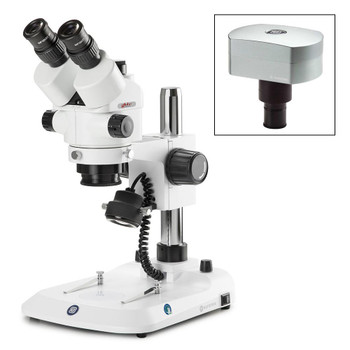 Trinocular stereo zoom microscope StereoBlue, incident and transmitted LED illumination