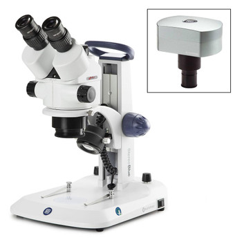 Trinocular stereo zoom microscope StereoBlue, 0.7x to 4.5x zoom objective, magnification from 7x to 45x