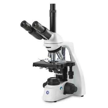 bScope trinocular microscope, HWF 10x/20mm eyepieces and quintuple nosepiece with Plan PLI 4/10/S40/S100x oil infinity corrected IOS objectives, 131 x 152/197mm stage with integrated mechanical 75 x 36 mm rackless X-Y stage.