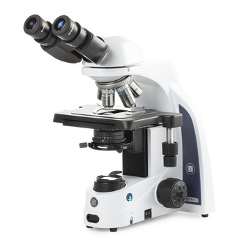 iScope binocular microscope with EWF 10x/22mm eyepieces, E-plan EPLI 4/10/S40/S100x oil IOS objectives, rackless stage and 3W NeoLED illumination