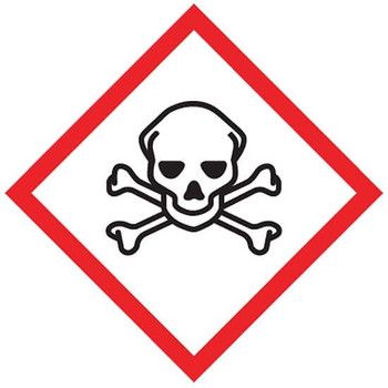 Accuform LZH606EV2 GHS Label,Skull/Crossbones Pictogram, 1" x 1", adhesive poly, 250/roll