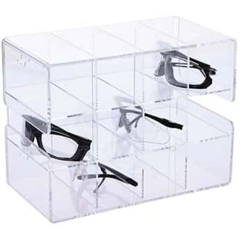 Cole-Parmer Essentials ACH12 CleanCut Acrylic Safety Glasses Holder, 12-Unit, 12.25 x 6.75 x 9.25"