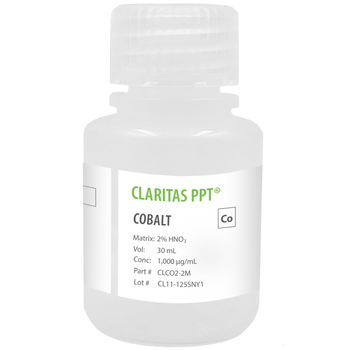 Claritas PPT Grade Cobalt, 1,000 ug/mL (1,000 ppm) for ICP-MS in HNO3, 30 mL