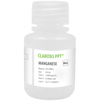 Claritas PPT Grade Manganese, 1,000 ug/mL (1,000 ppm) for ICP-MS in HNO3, 30 mL