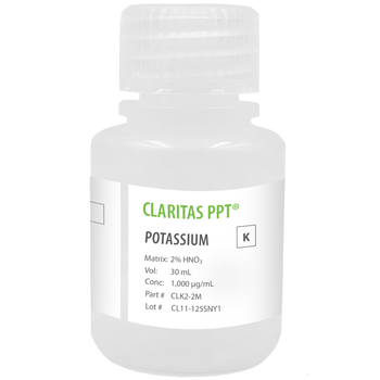 Claritas PPT Grade Potassium, 1,000 ug/mL (1,000 ppm) for ICP-MS in HNO3, 30 mL