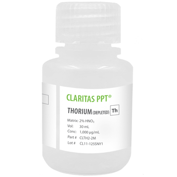 Claritas PPT Grade Thorium (Depleted), 1,000 ug/mL (1,000 ppm) for ICP-MS in HNO3, 30 mL