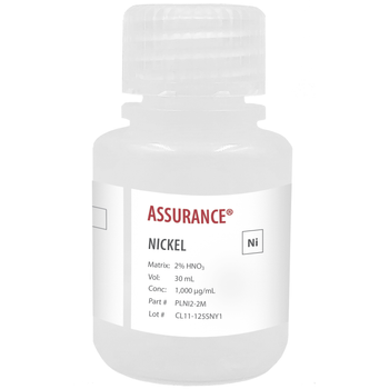 Assurance Grade Nickel, 1,000 ug/mL (1,000 ppm) for AA and ICP in HNO3, 30 mL