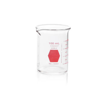 BEAKER, GRIFFIN, LOW, RED SCALE, 100ML, CS/12