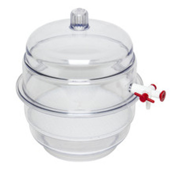 SP Bel-Art "Space Saver" Polycarbonate Vacuum Desiccator with Clear Polycarbonate Bottom