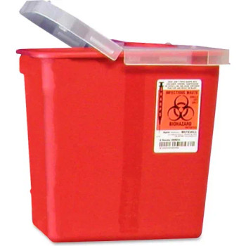 Covidien 2-Gallon Biohazard Sharps Container with Hinged Lid, Red