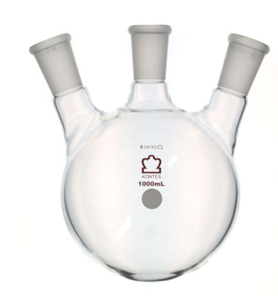 ROUND BOTTOM DISTILLING FLASKS- 3 Neck Angled