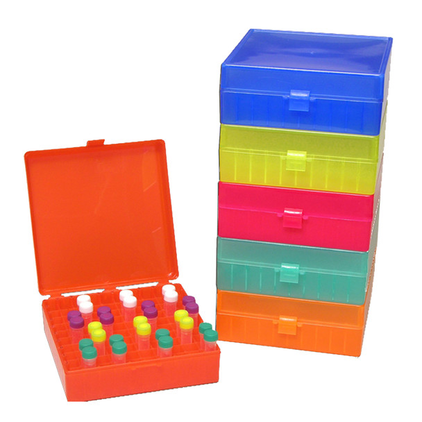 Freezer Storage Boxes, hinged lid, 100 x 1.5ml, Rainbow 5PK