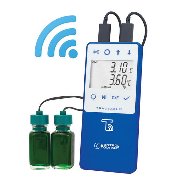 Traceable Wi-Fi Data Logging Refrigerator/Freezer Thermometer Compatible with TraceableLIVE Cloud Service; 2 Bottle Probes