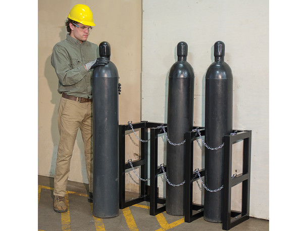 Gas Cylinder Barricade Rack, 3 Cylinder Capacity, 3 Wide By 1 Deep