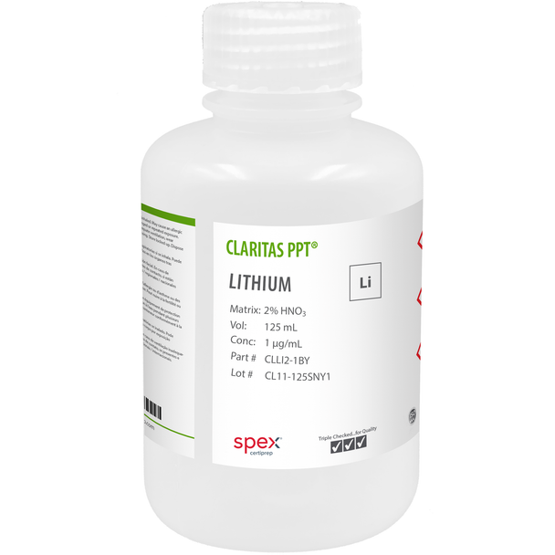 Lithium, 1ug/mL, for ICP-MS, 125 mL