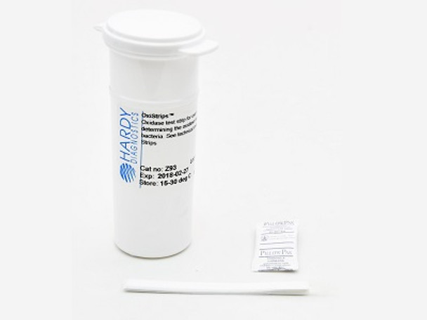 OxiStrips Oxidase test, 25 paper strips per package, by Hardy Diagnostics