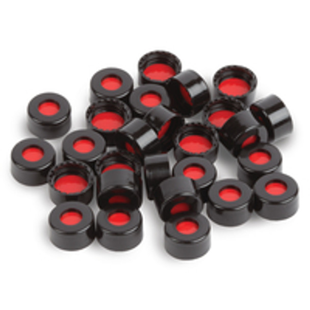 2mL Caps, 9mm, Short, Screw-Vial, Black PTFE/Silicone, Pack of 100