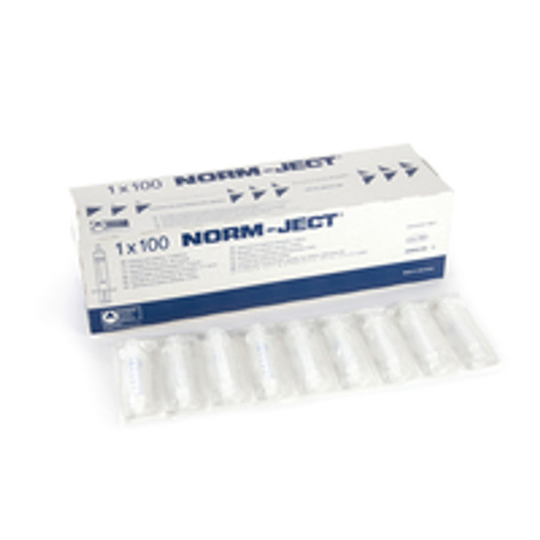 Norm-Ject Plastic Syringe, 5 mL Luer Lock Tip, 100-pk.