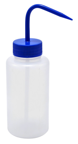 Azlon Wide Mouth Washbottle, LDPE, 500mL Blue Cap