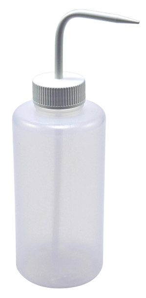 Azlon Wide Mouth Washbottle, LDPE, 1000mL White Cap